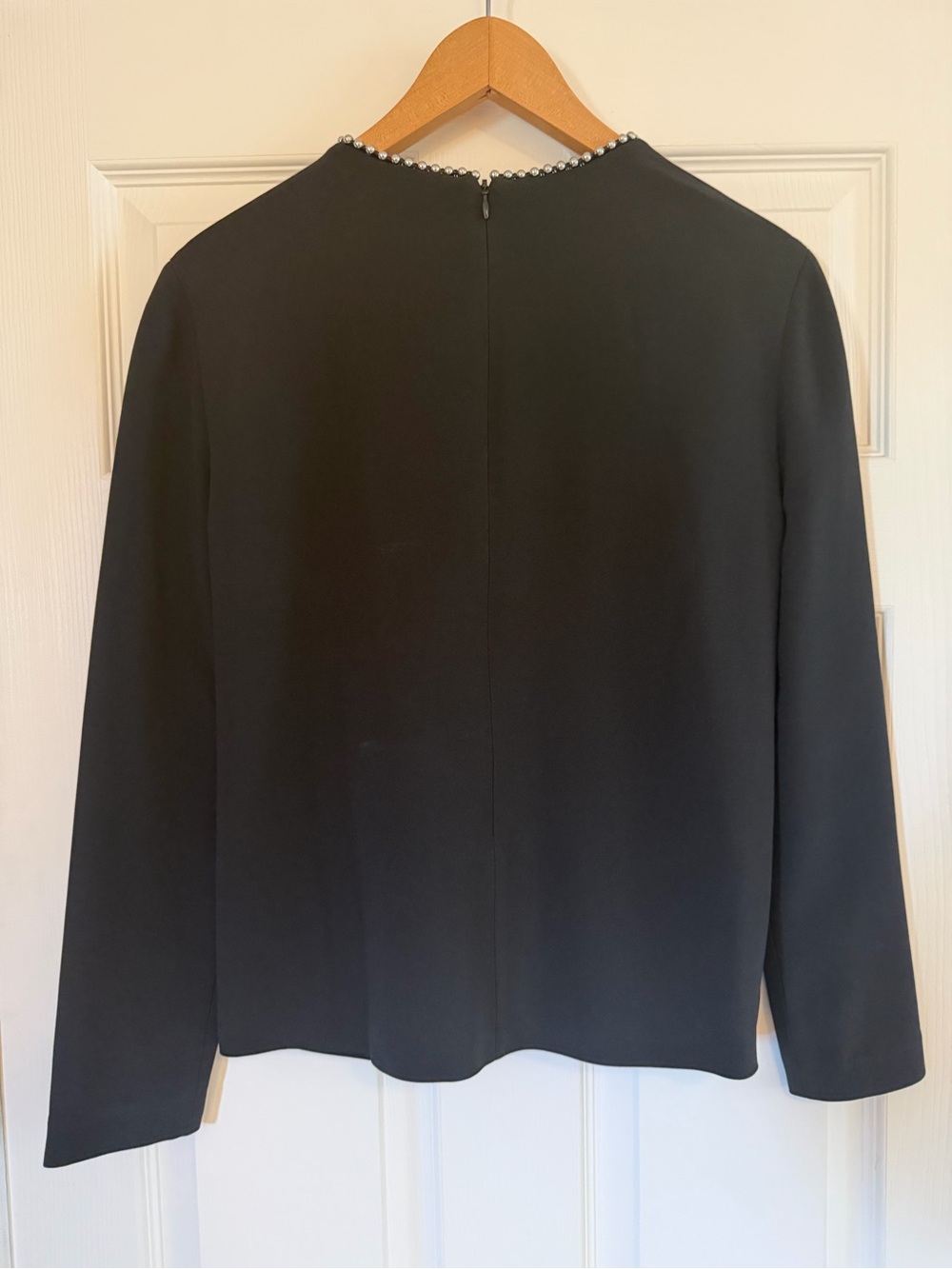 Alexander Wang Ball-Chain Embellished Crepe Black Blouse - Picture 2 of 4